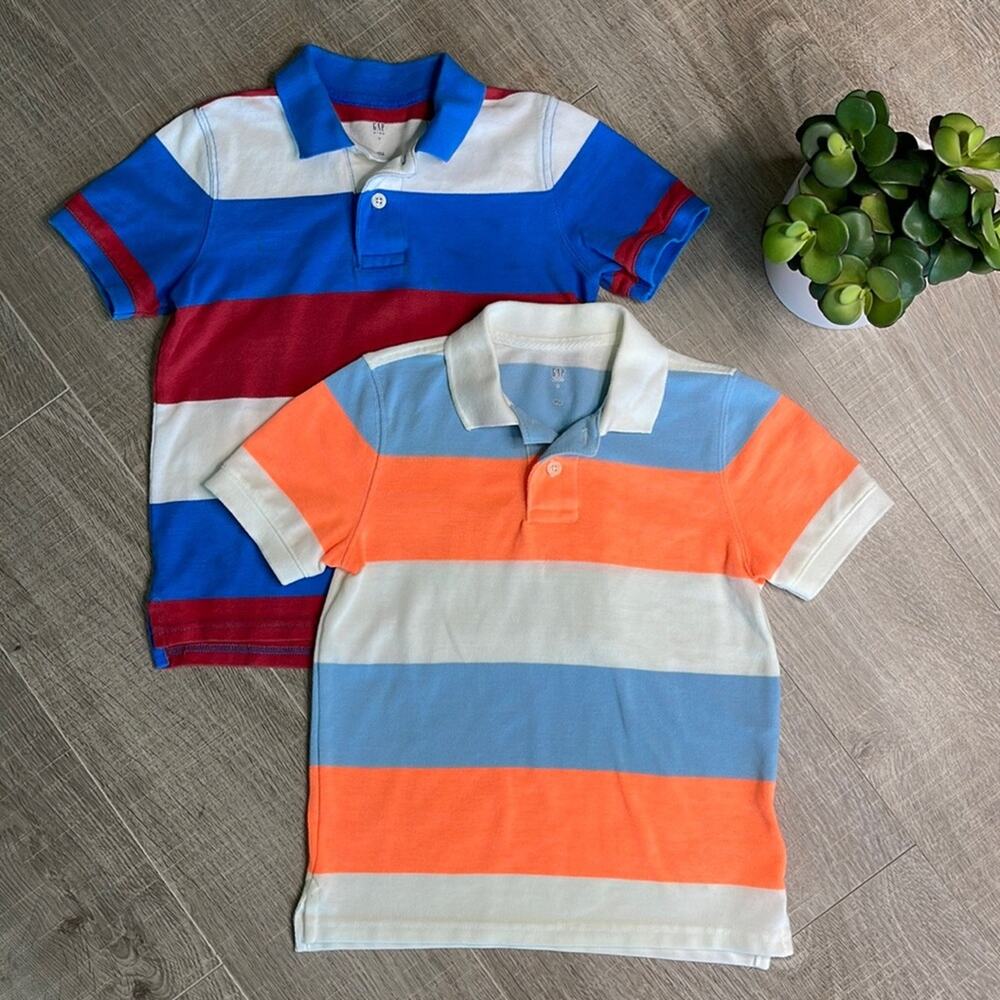 Gap Kids Set Of Two Striped Short Sleeve Polo Shirts Boy’s Size Small